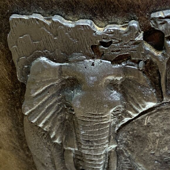 Vintage METZKE Pewter Bookends African Elephants 3-Dimensional Metal Patina - Picture 7 of 16